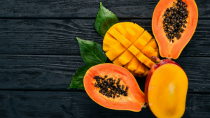 frutta esotica, mango e papaya